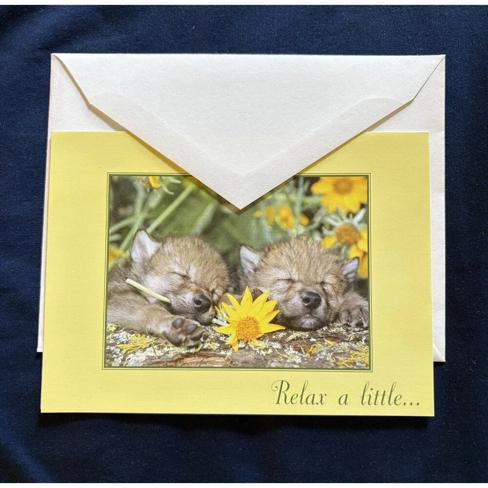 Birthday Card with White Envelope | Baby Wolf and Wildlife design By NWF
